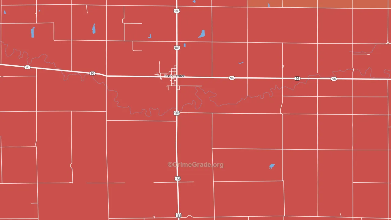Rush Center, KS Map of Drug-Related Crime Rates