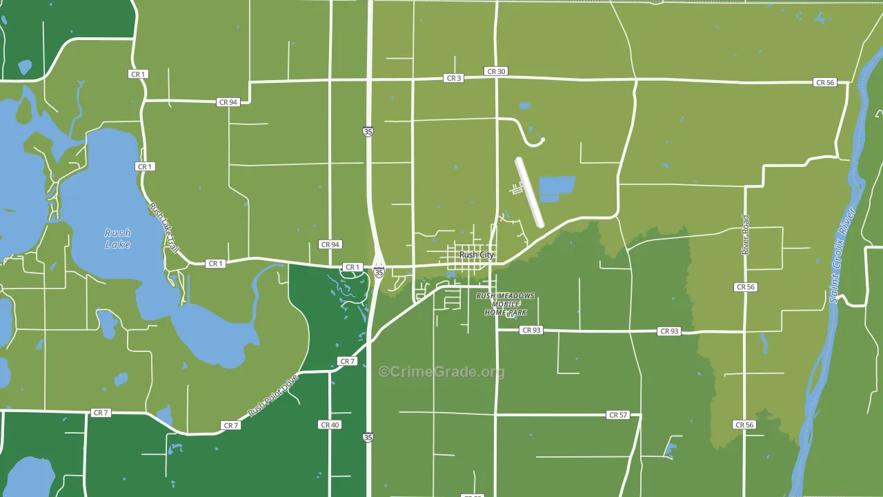 Rush City, MN Map of Drug-Related Crime Rates