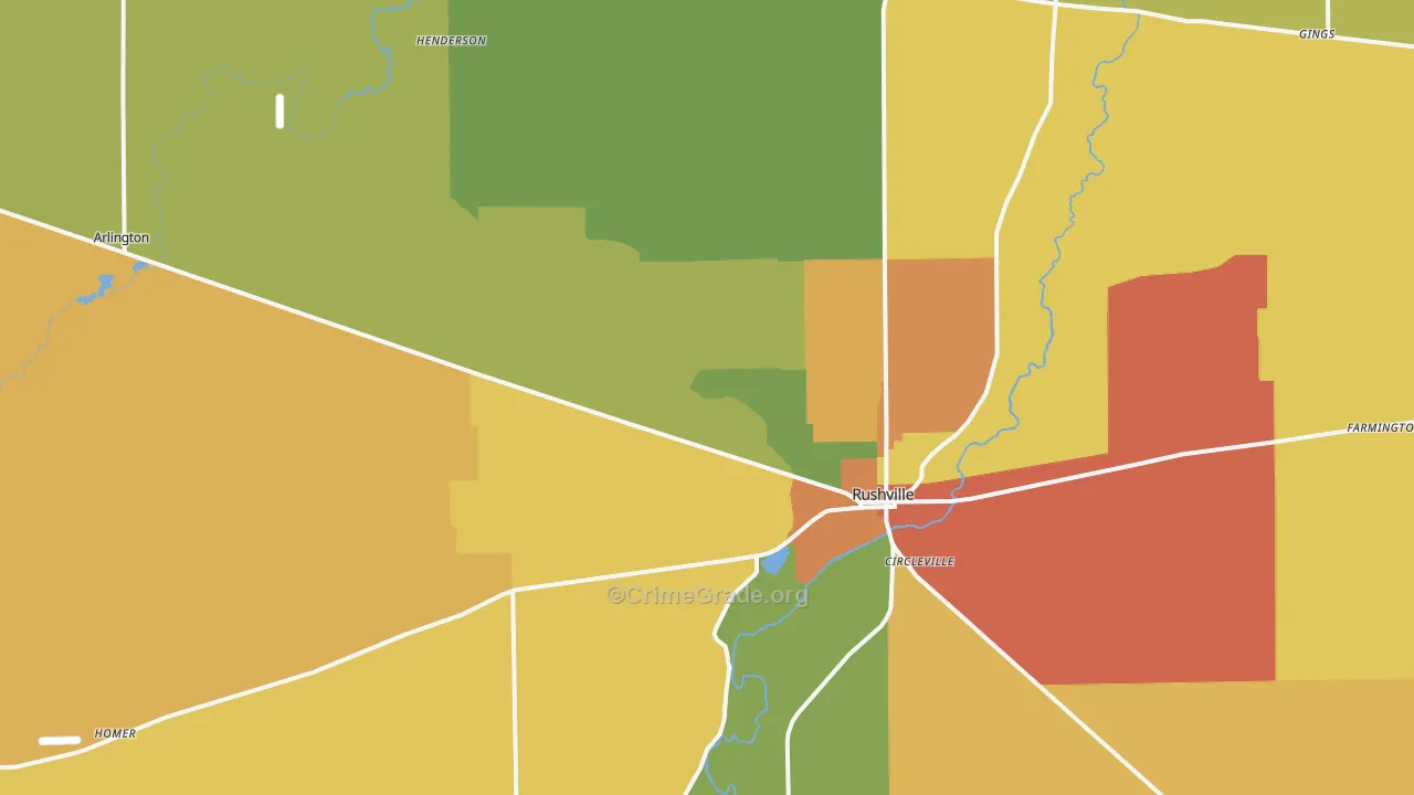 Rush County, IN Map of Drug-Related Crime Rates