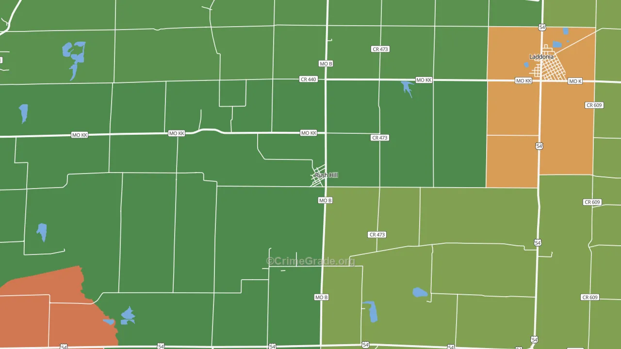 Rush Hill, MO Map of Drug-Related Crime Rates
