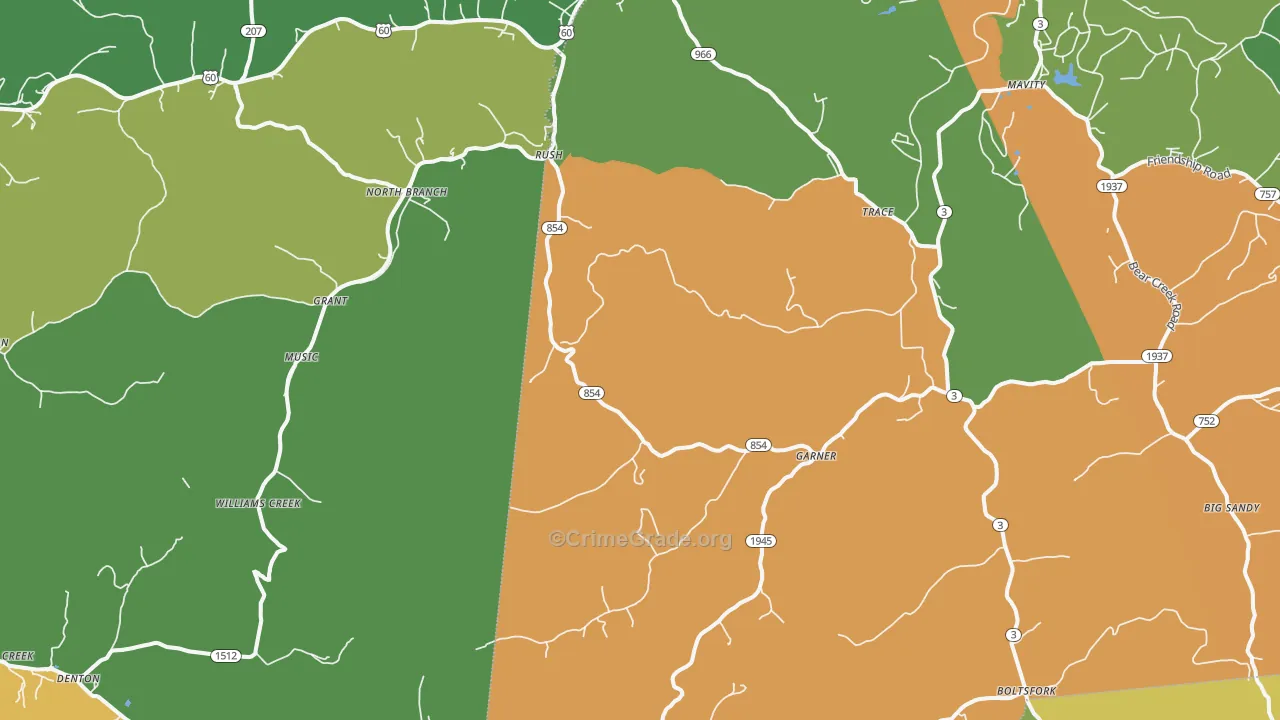 Rush, KY Map of Drug-Related Crime Rates