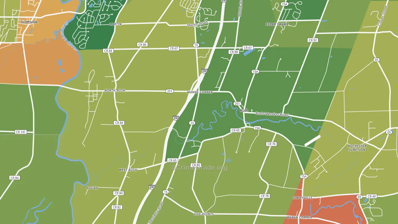 Rush, NY Map of Drug-Related Crime Rates