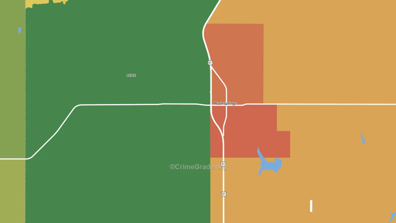 Rush Springs, OK Map of Drug-Related Crime Rates