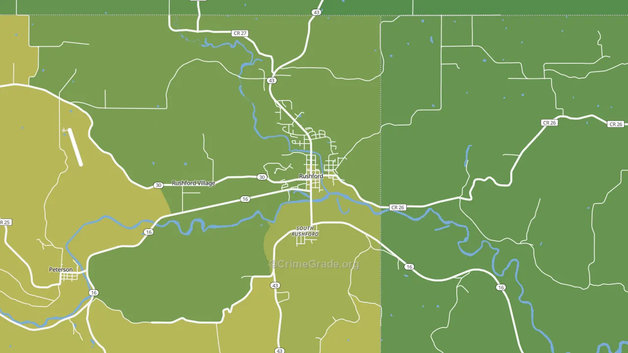 Rushford, MN Map of Drug-Related Crime Rates
