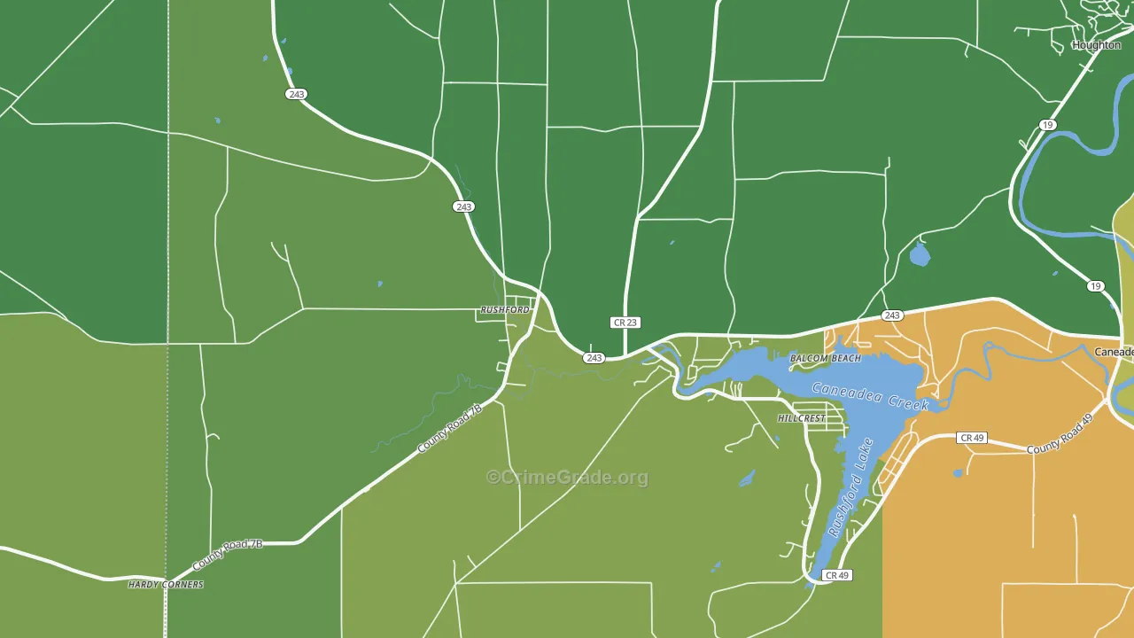 Rushford, NY Map of Drug-Related Crime Rates