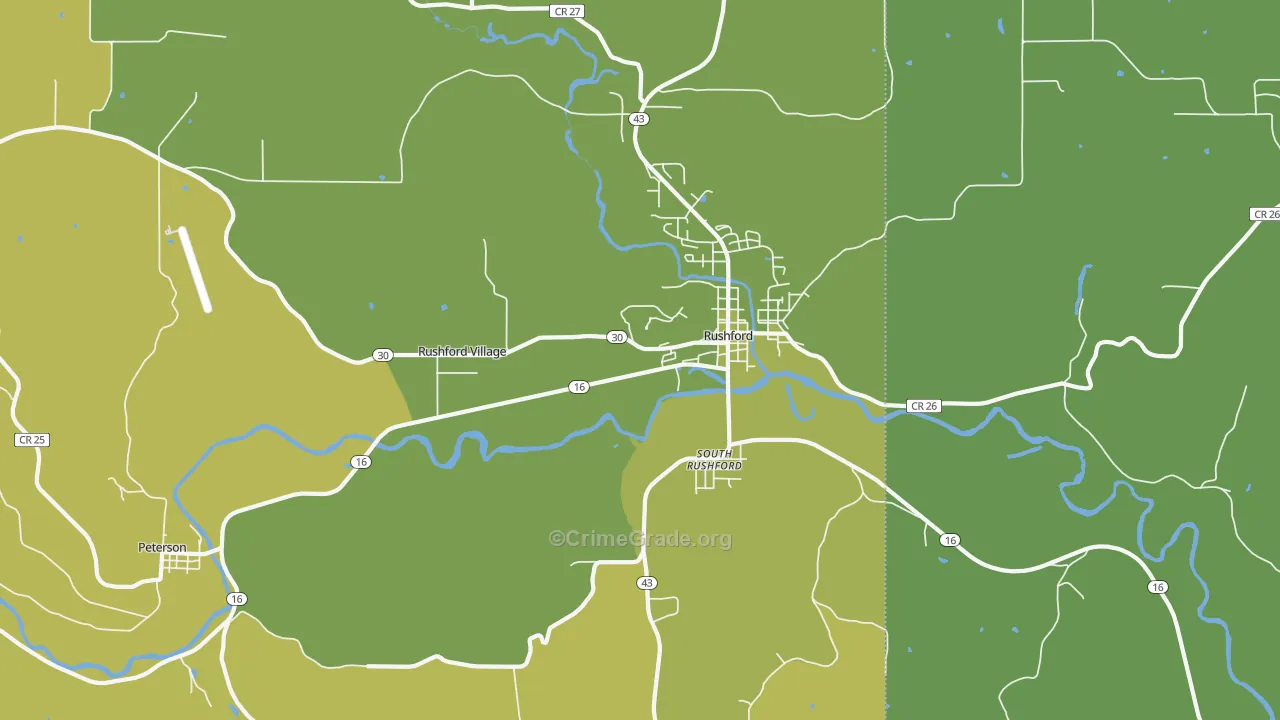 Rushford Village, MN Map of Drug-Related Crime Rates