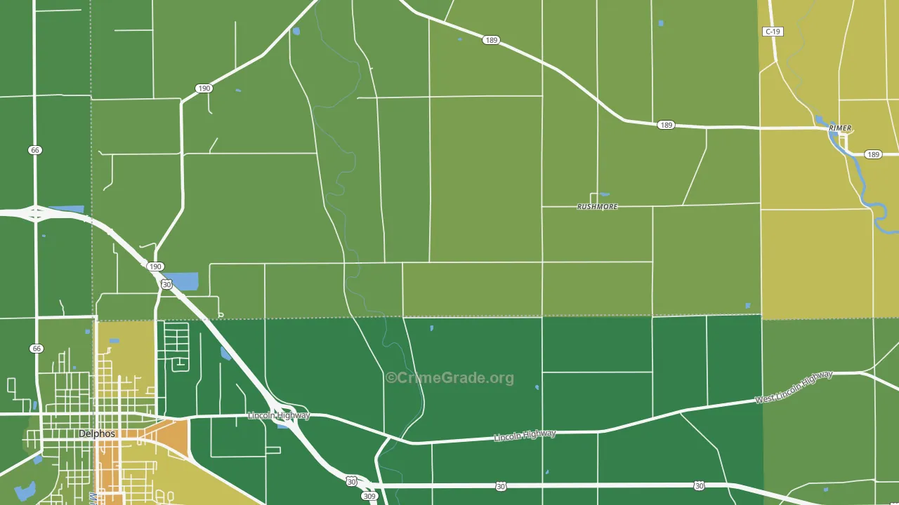 Rushmore, OH Map of Drug-Related Crime Rates