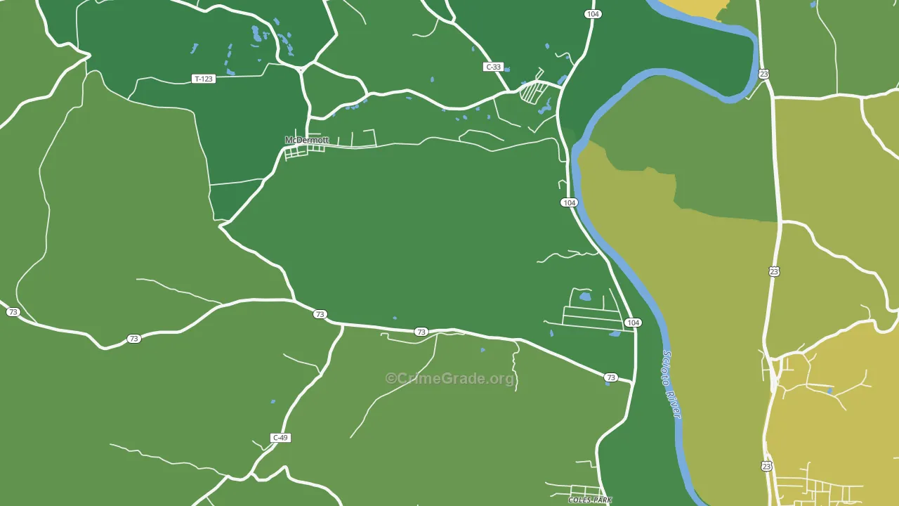 Rushtown, OH Map of Drug-Related Crime Rates