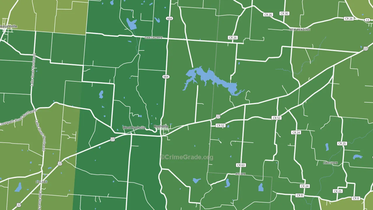 Rushville, OH Map of Drug-Related Crime Rates