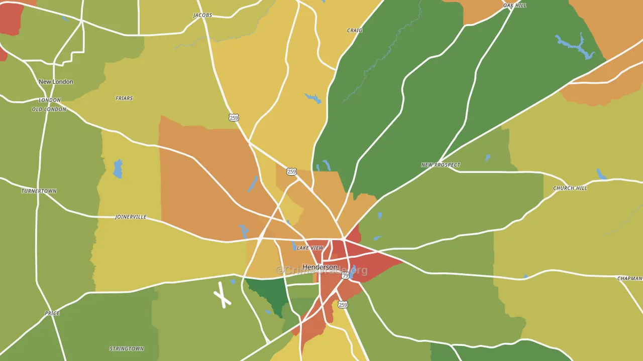 Rusk County, TX Map of Drug-Related Crime Rates