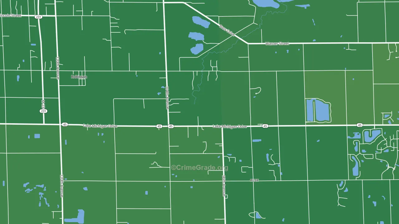 Rusk, MI Map of Drug-Related Crime Rates