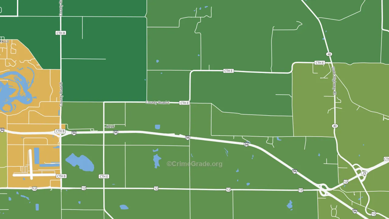 Rusk, WI Map of Drug-Related Crime Rates