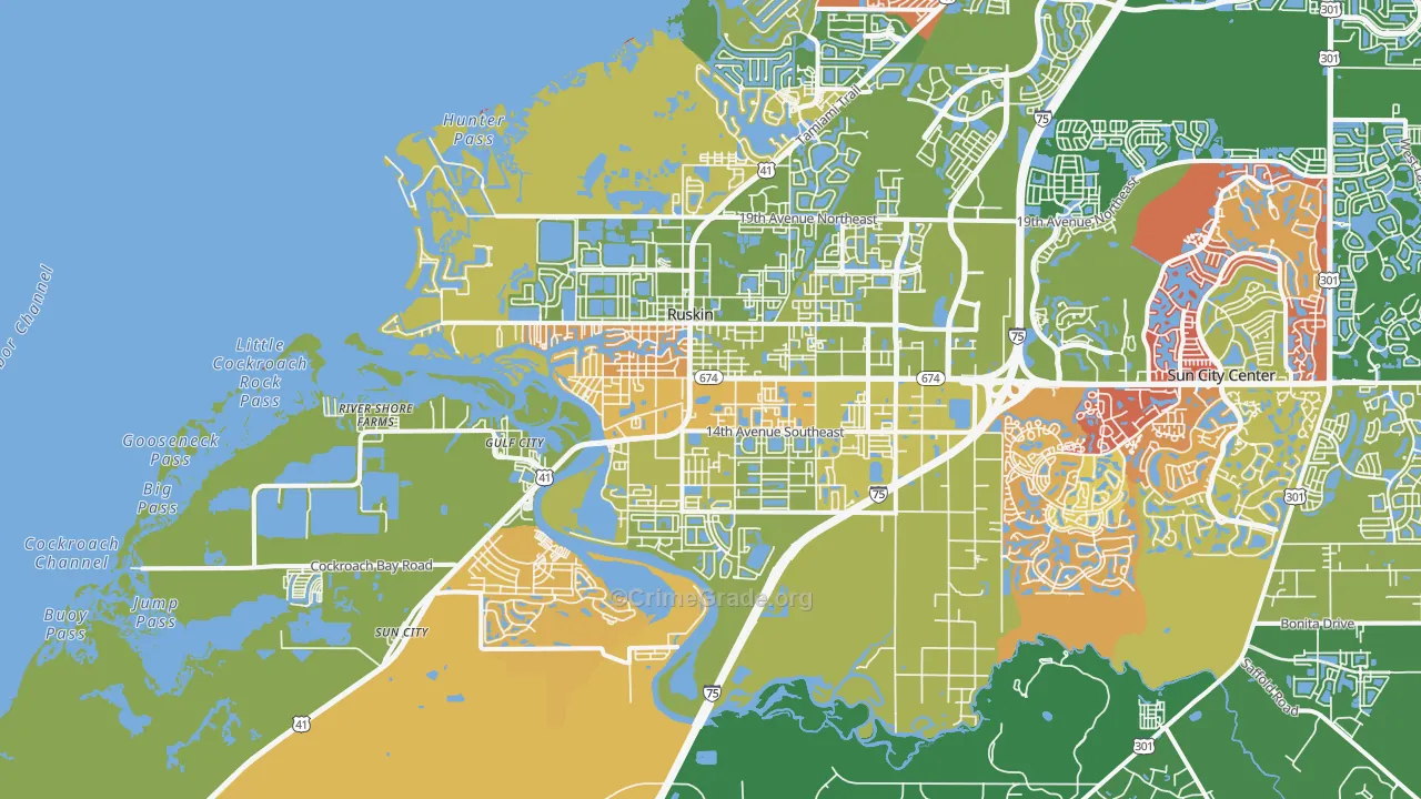 Ruskin, FL Map of Drug-Related Crime Rates