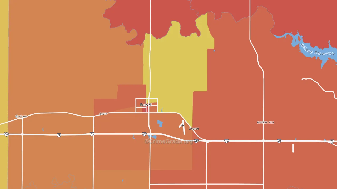 Russell County, KS Map of Drug-Related Crime Rates