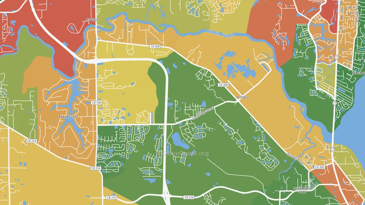 Russell, FL Map of Drug-Related Crime Rates