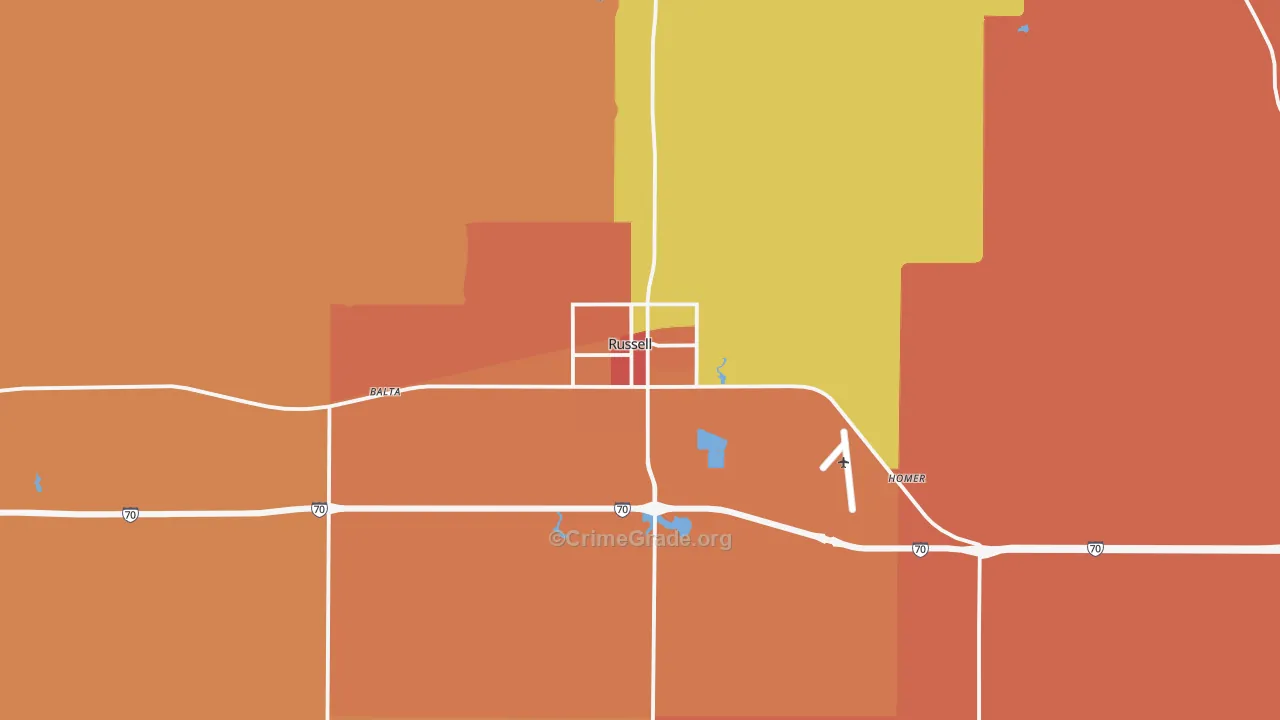 Russell, KS Map of Drug-Related Crime Rates