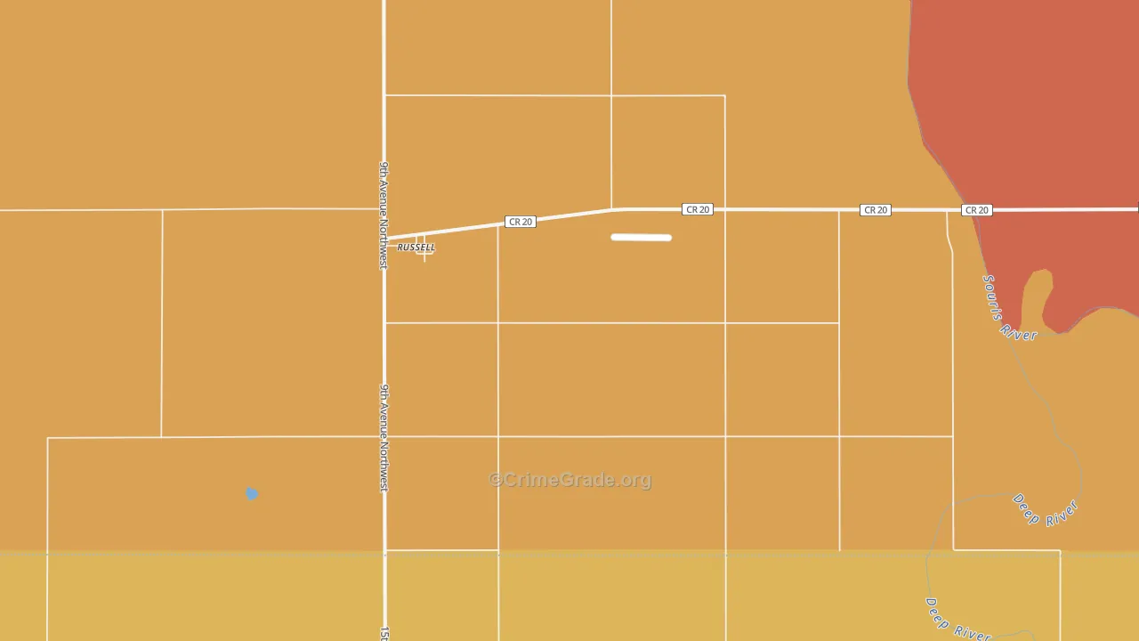 Russell, ND Map of Drug-Related Crime Rates
