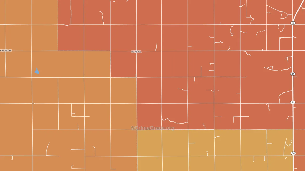 Russell, OK Map of Drug-Related Crime Rates
