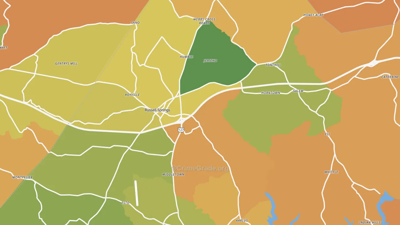 Russell Springs, KY Map of Drug-Related Crime Rates