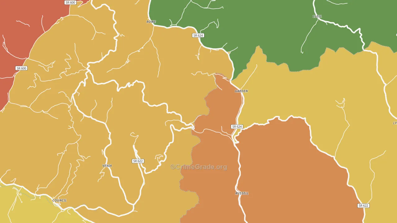 Russell, VA Map of Drug-Related Crime Rates