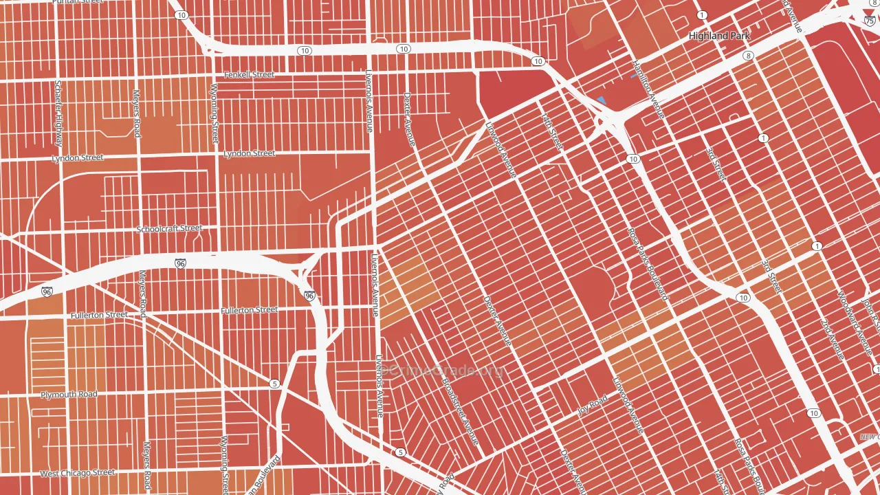 Russell Woods, Detroit, MI Map of Drug-Related Crime Rates