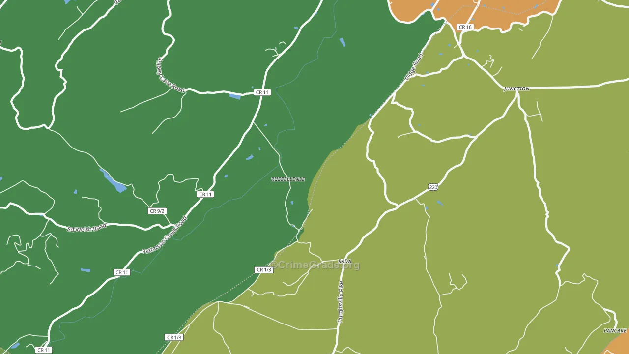 Russelldale, WV Map of Drug-Related Crime Rates