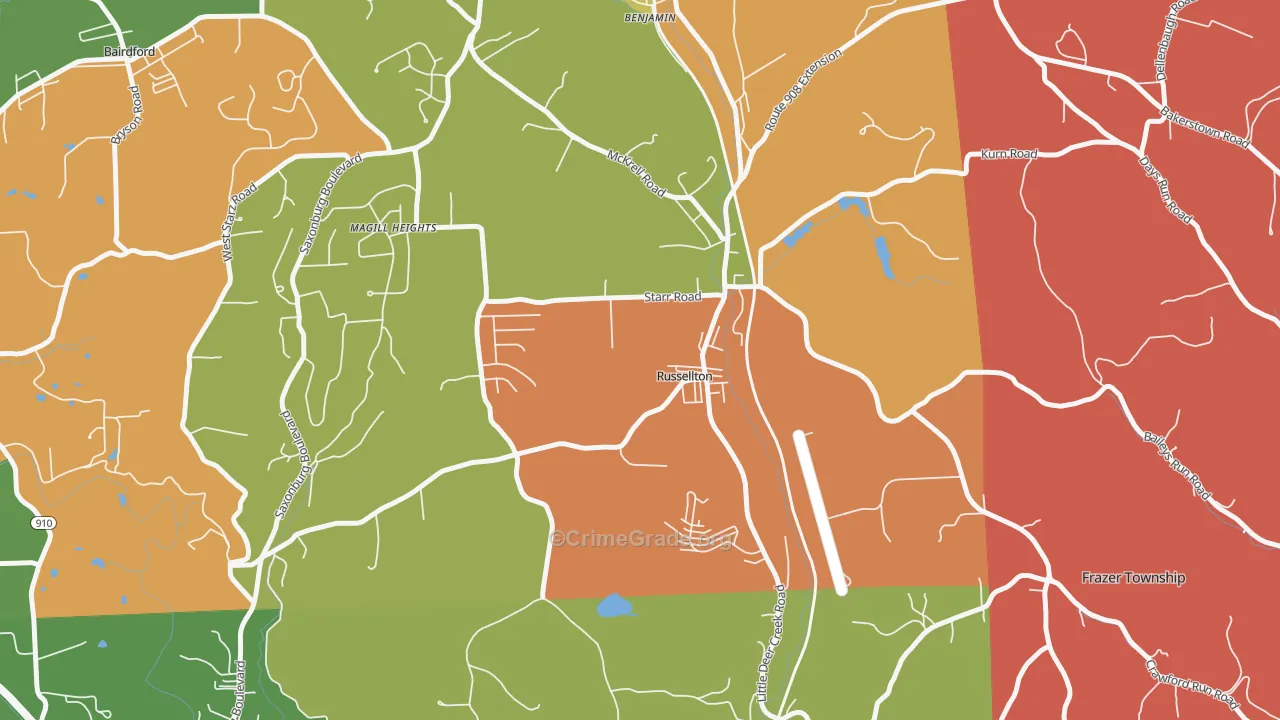 Russellton, PA Map of Drug-Related Crime Rates