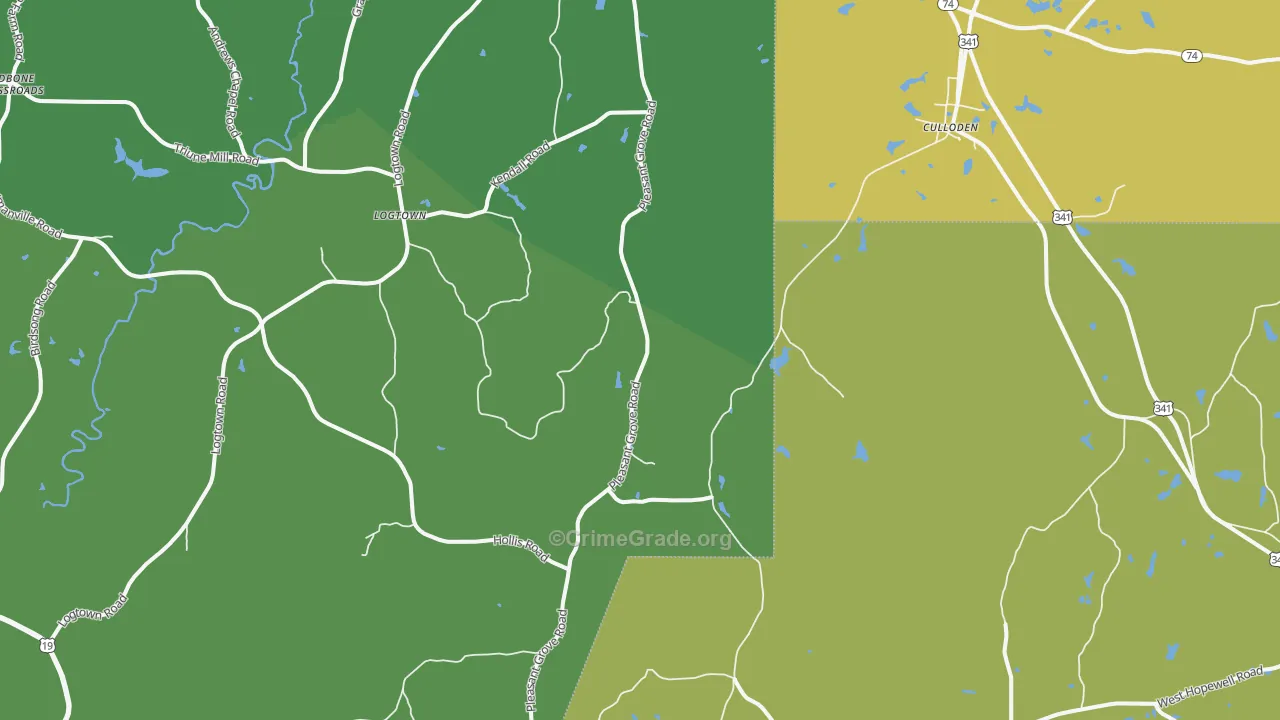 Russellville, GA Map of Drug-Related Crime Rates