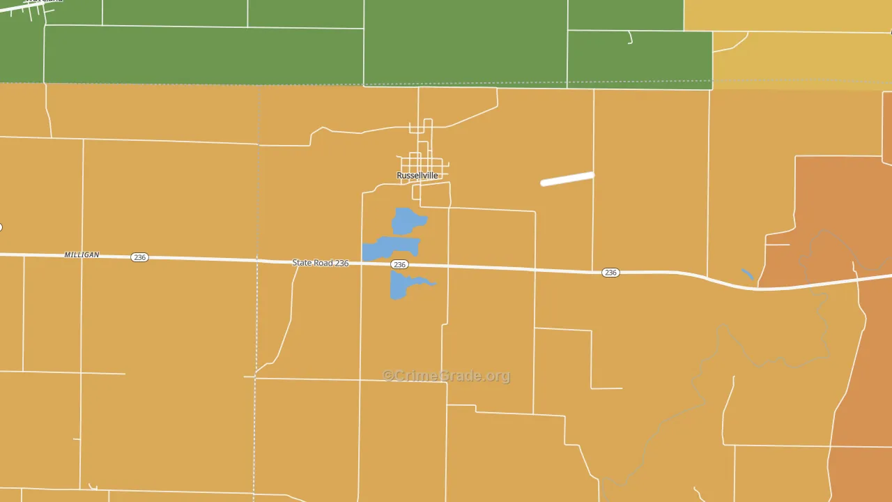 Russellville, IN Map of Drug-Related Crime Rates