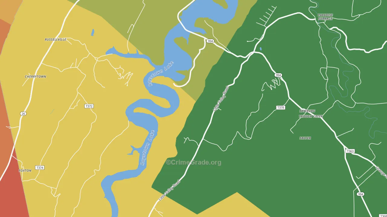 Russellville, PA Map of Drug-Related Crime Rates