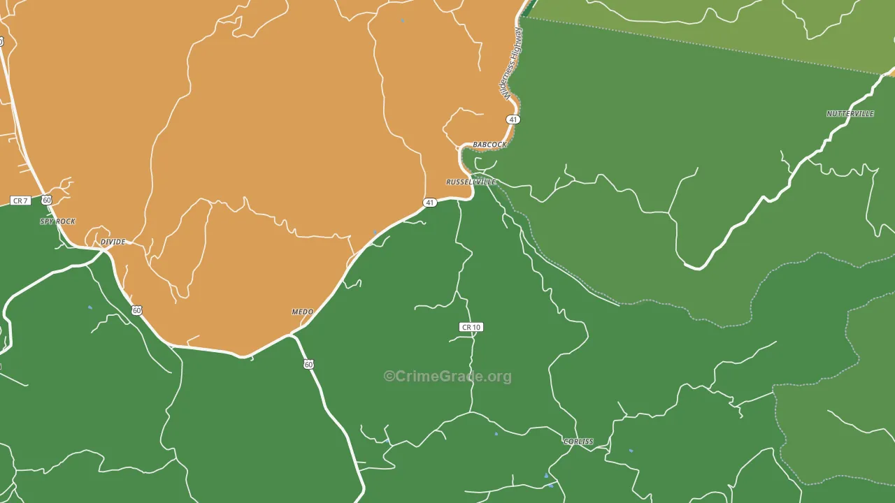 Russellville, WV Map of Drug-Related Crime Rates