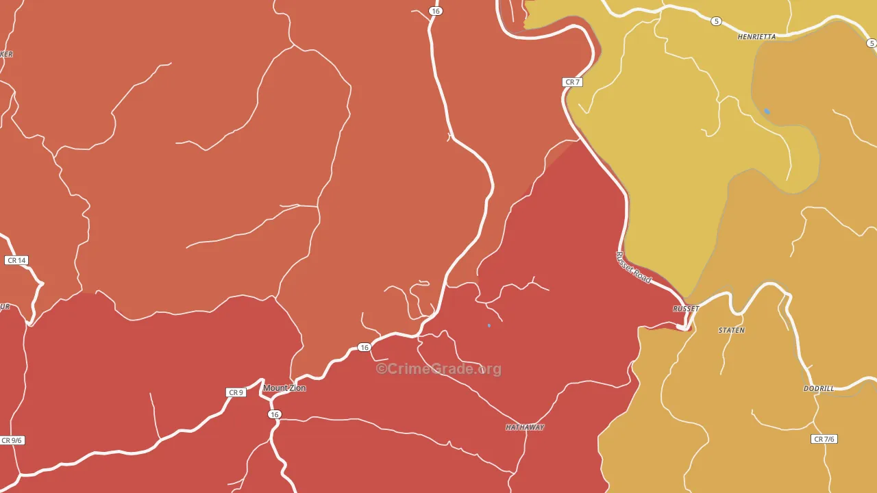 Russet, WV Map of Drug-Related Crime Rates