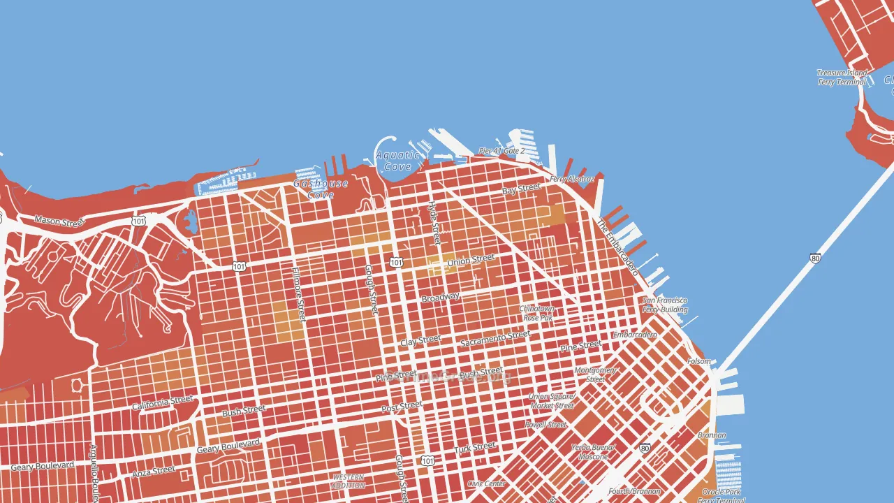 Russian Hill, San Francisco, CA Map of Drug-Related Crime Rates