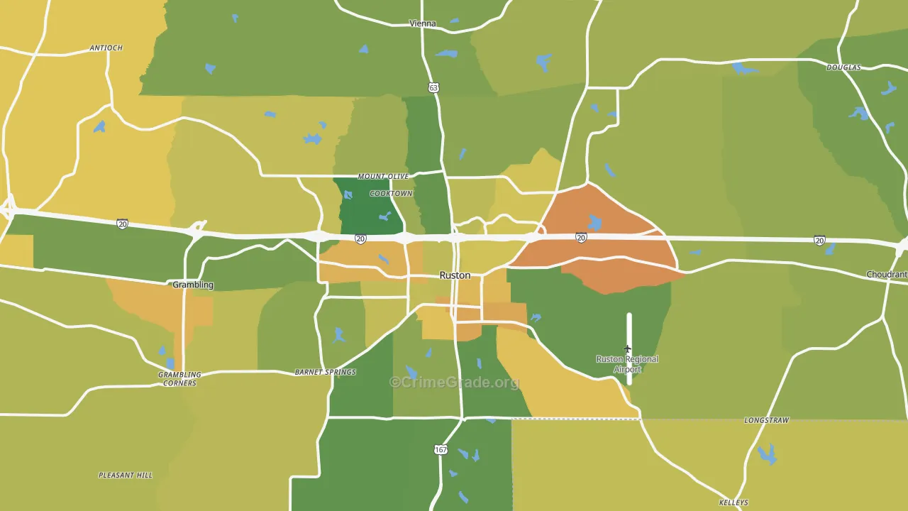 Ruston, LA Map of Drug-Related Crime Rates