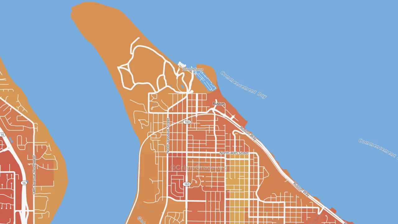 Ruston, WA Map of Drug-Related Crime Rates