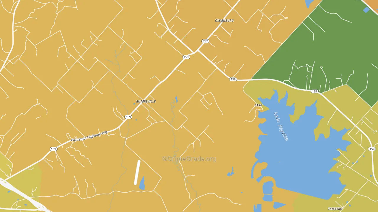 Rutersville, TX Map of Drug-Related Crime Rates