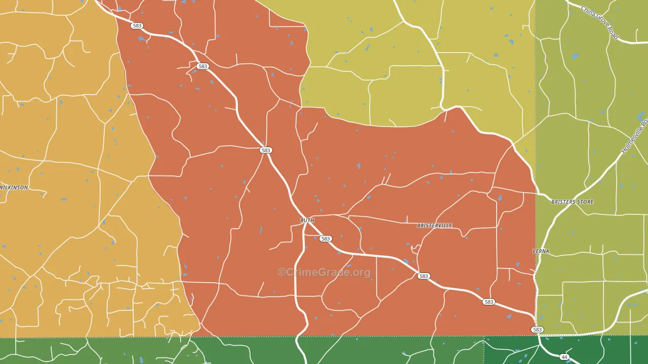 Ruth, MS Map of Drug-Related Crime Rates