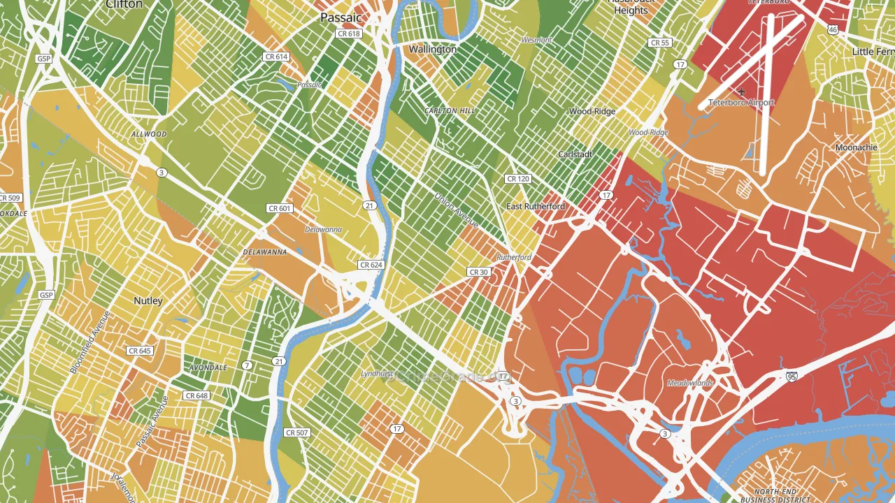 Rutherford, NJ Map of Drug-Related Crime Rates