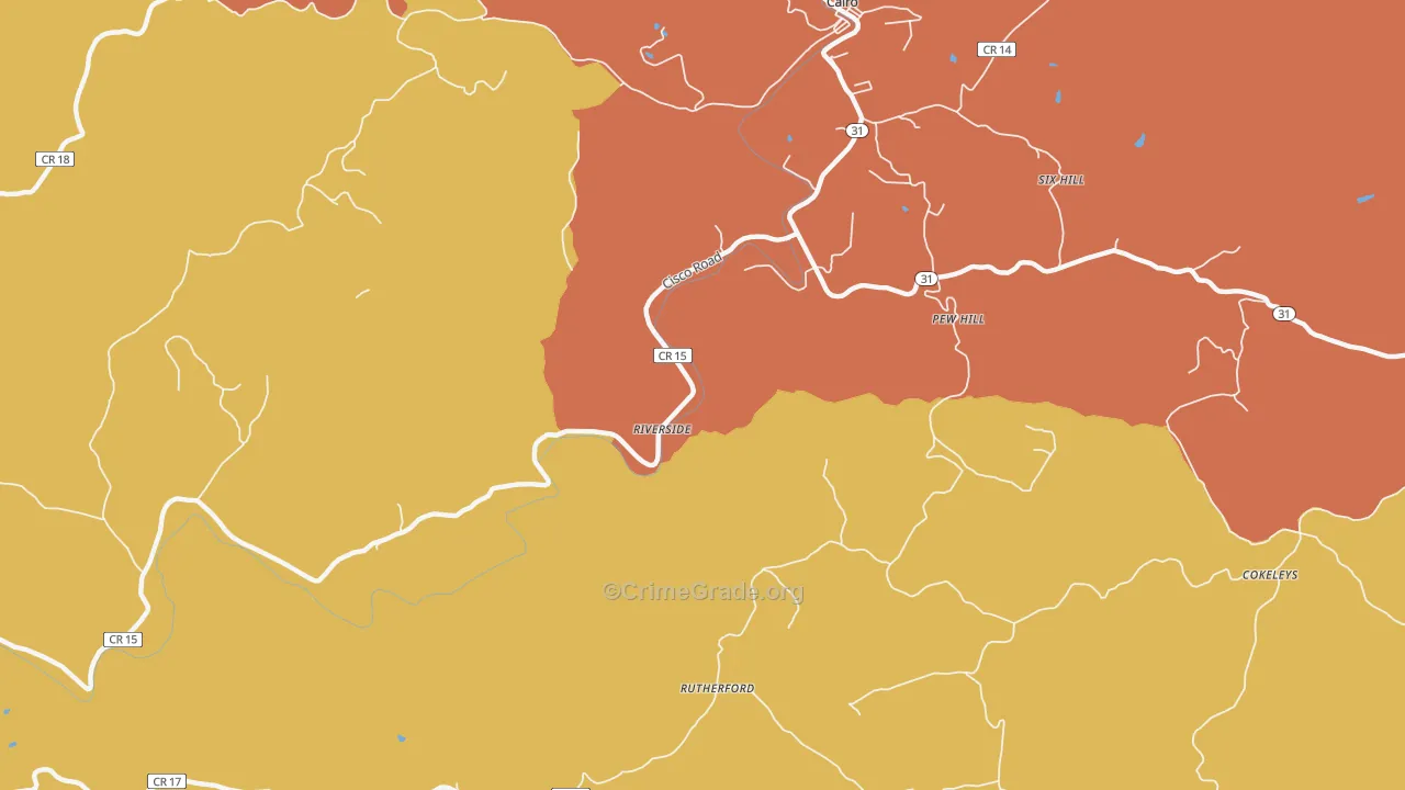 Rutherford, WV Map of Drug-Related Crime Rates