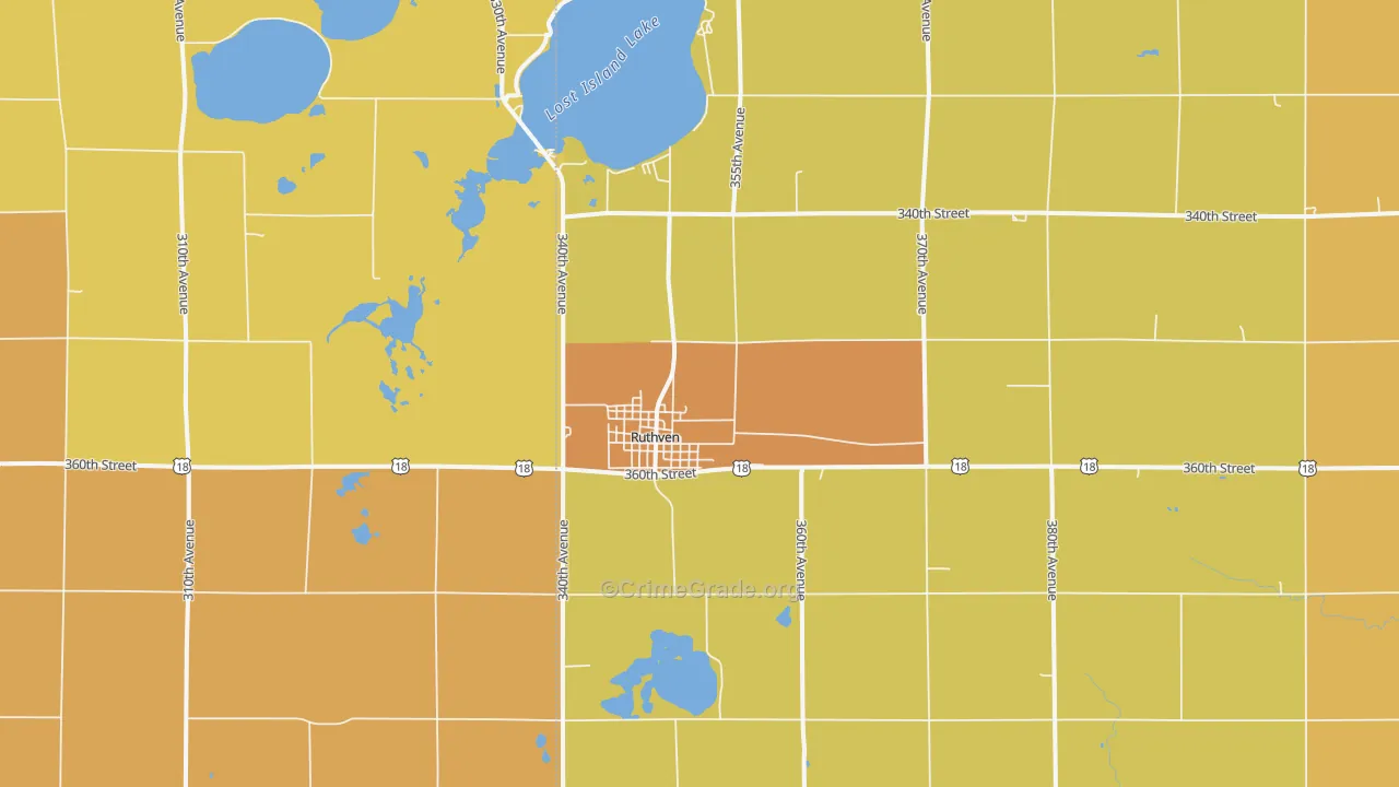 Ruthven, IA Map of Drug-Related Crime Rates