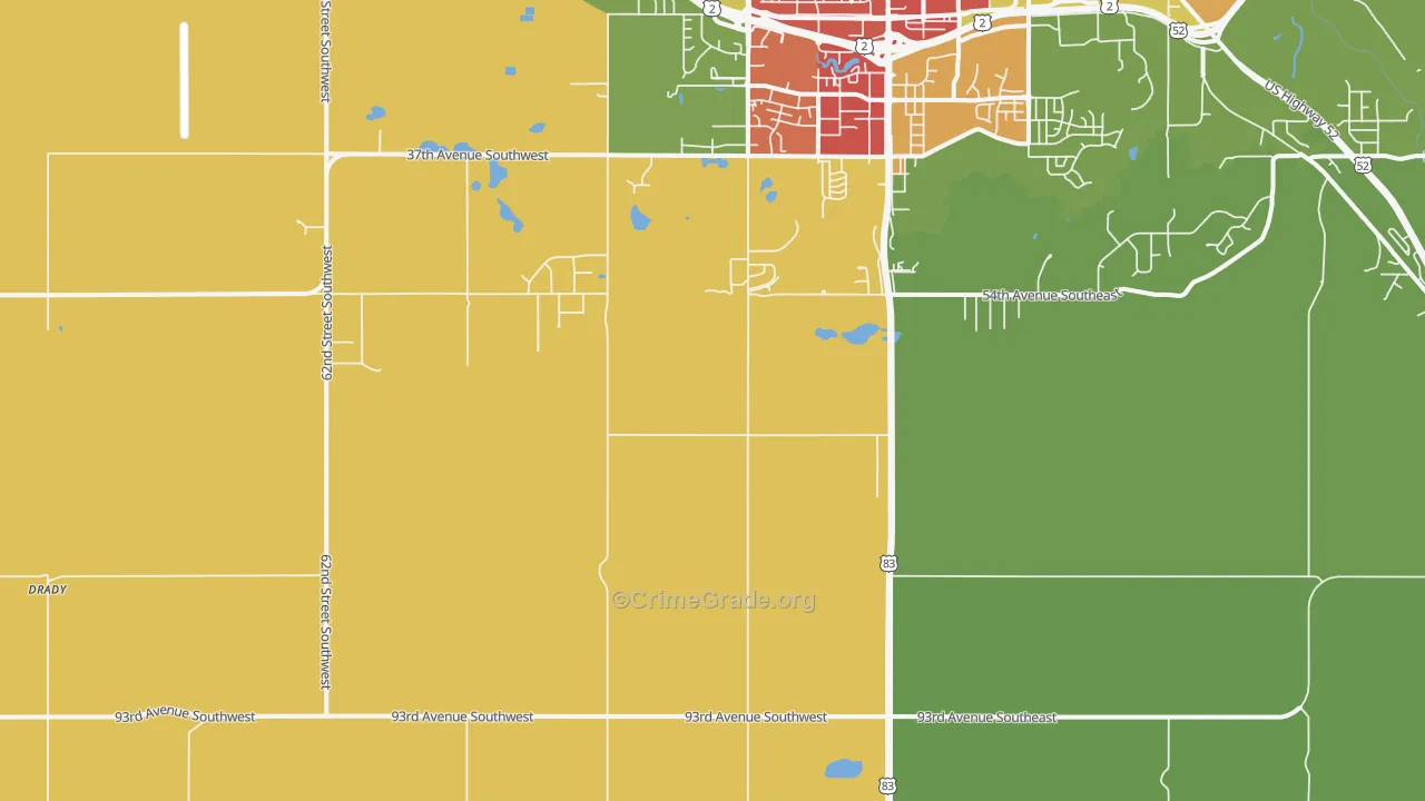 Ruthville, ND Map of Drug-Related Crime Rates