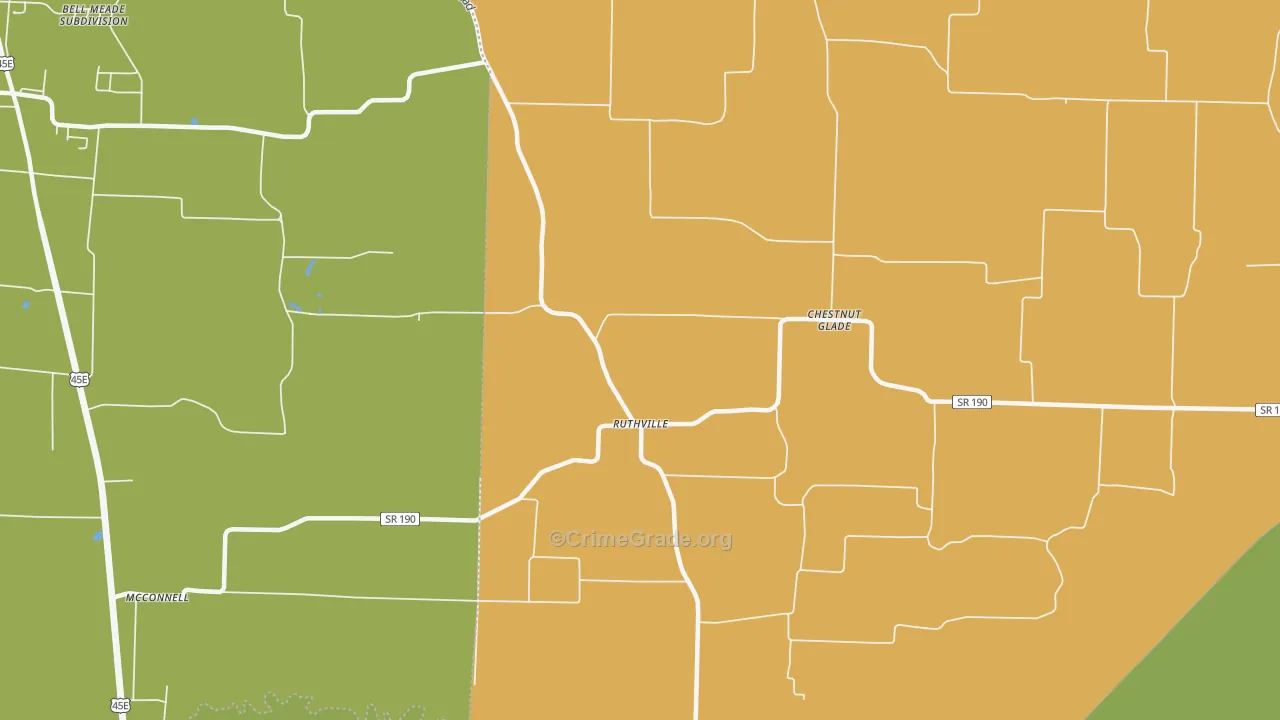 Ruthville, TN Map of Drug-Related Crime Rates