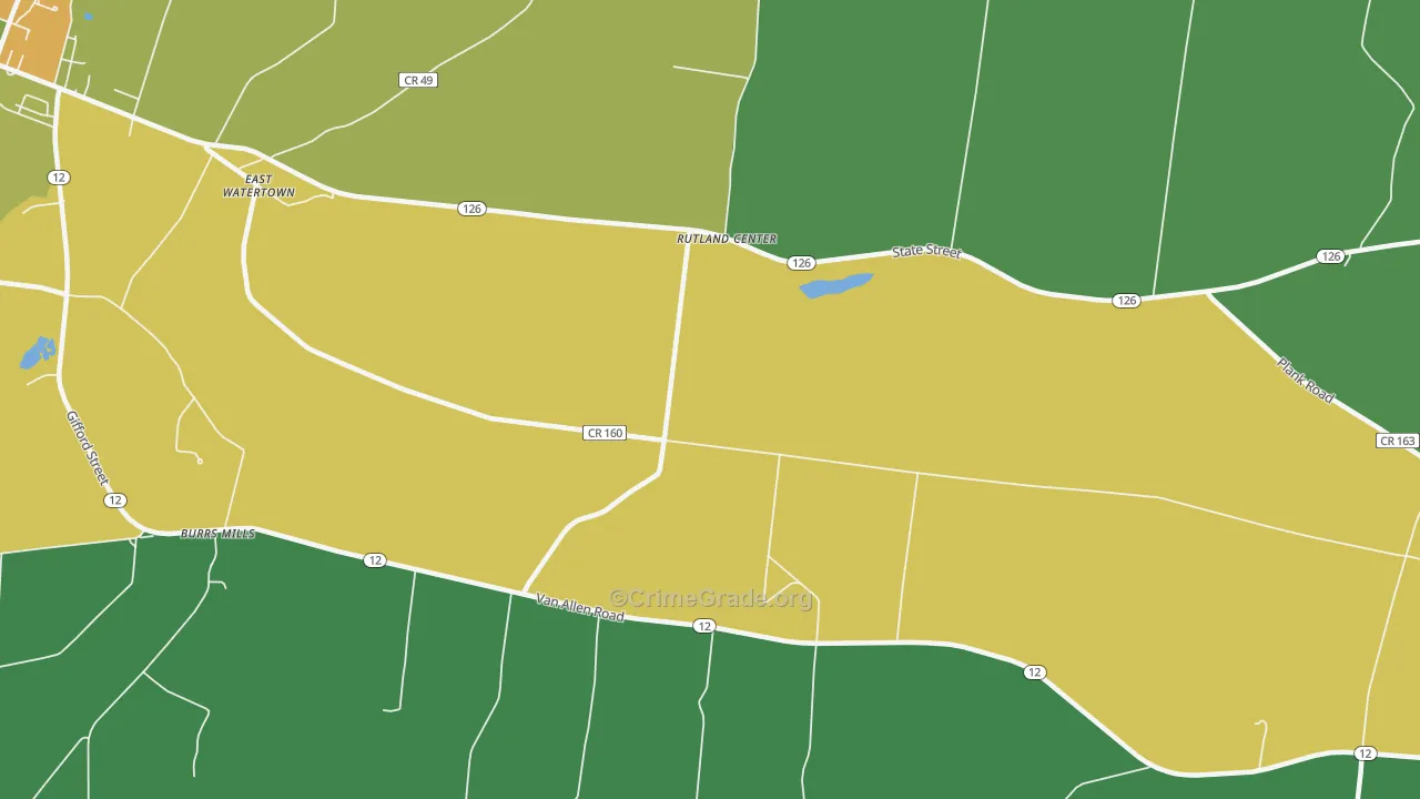 Rutland Center, NY Map of Drug-Related Crime Rates