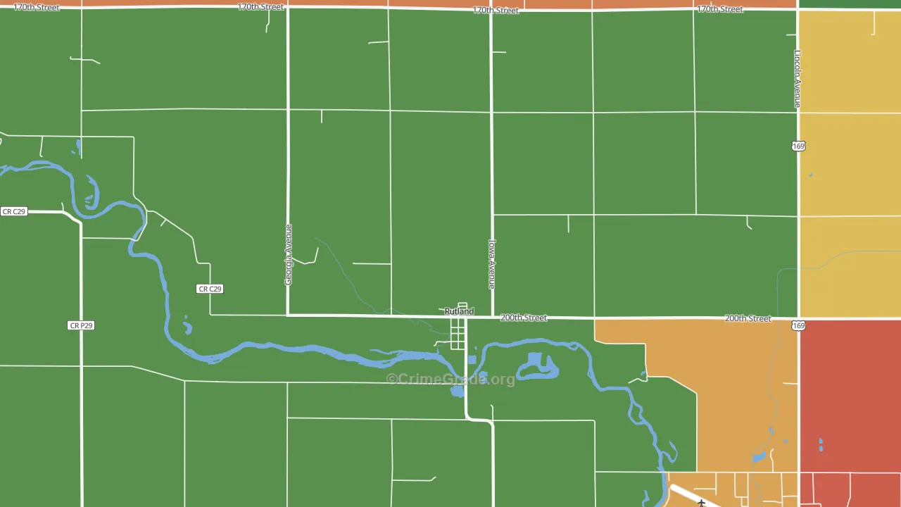 Rutland, IA Map of Drug-Related Crime Rates
