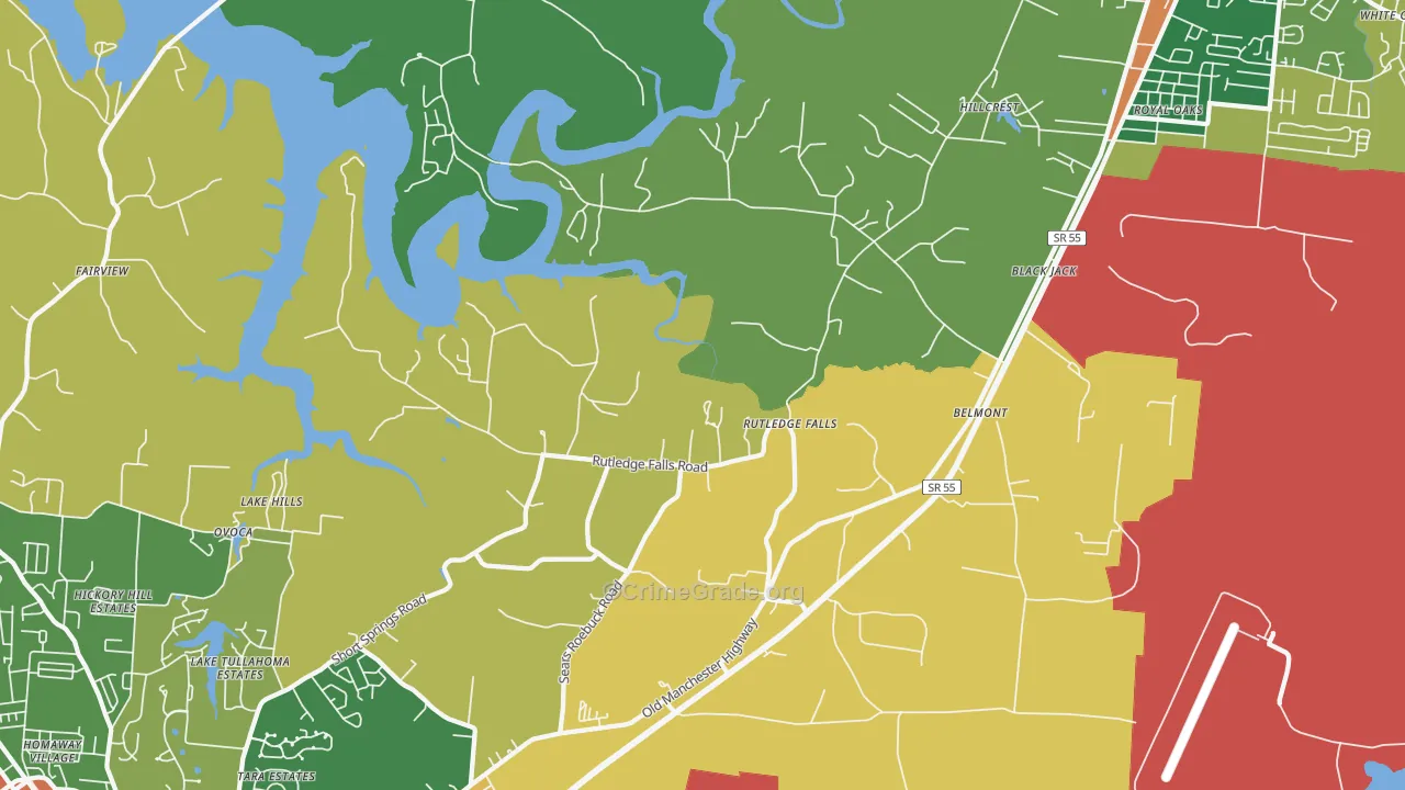Rutledge Falls, TN Map of Drug-Related Crime Rates