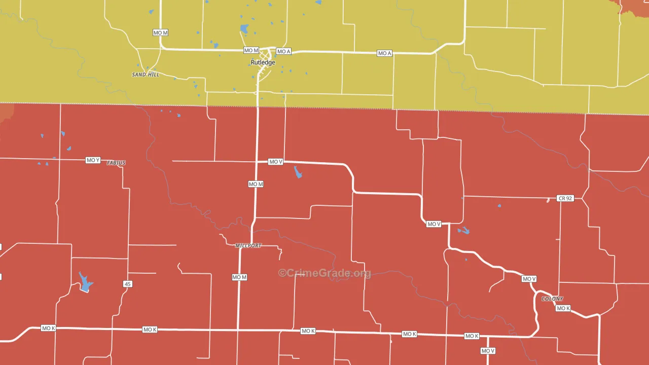 Rutledge, MO Map of Drug-Related Crime Rates