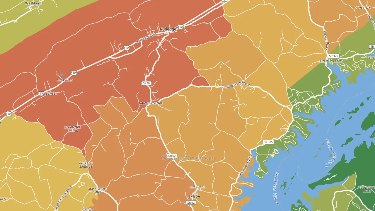 Rutledge, TN Map of Drug-Related Crime Rates