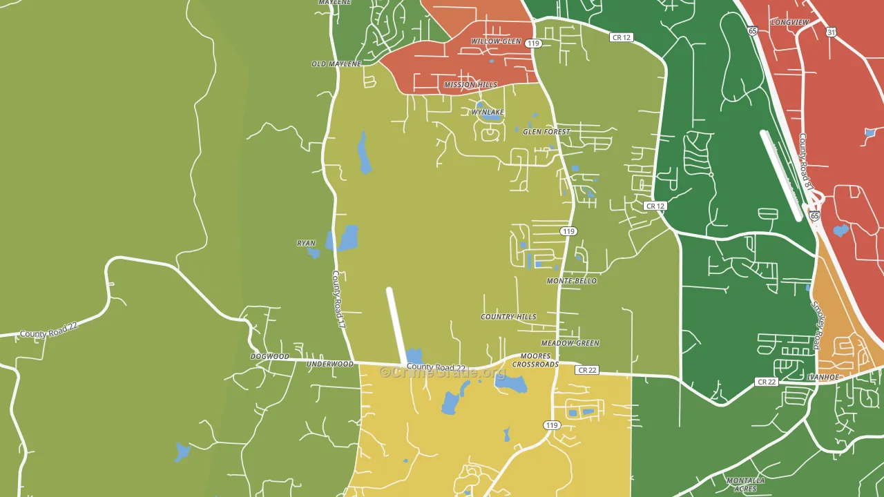 Ryan, AL Map of Drug-Related Crime Rates