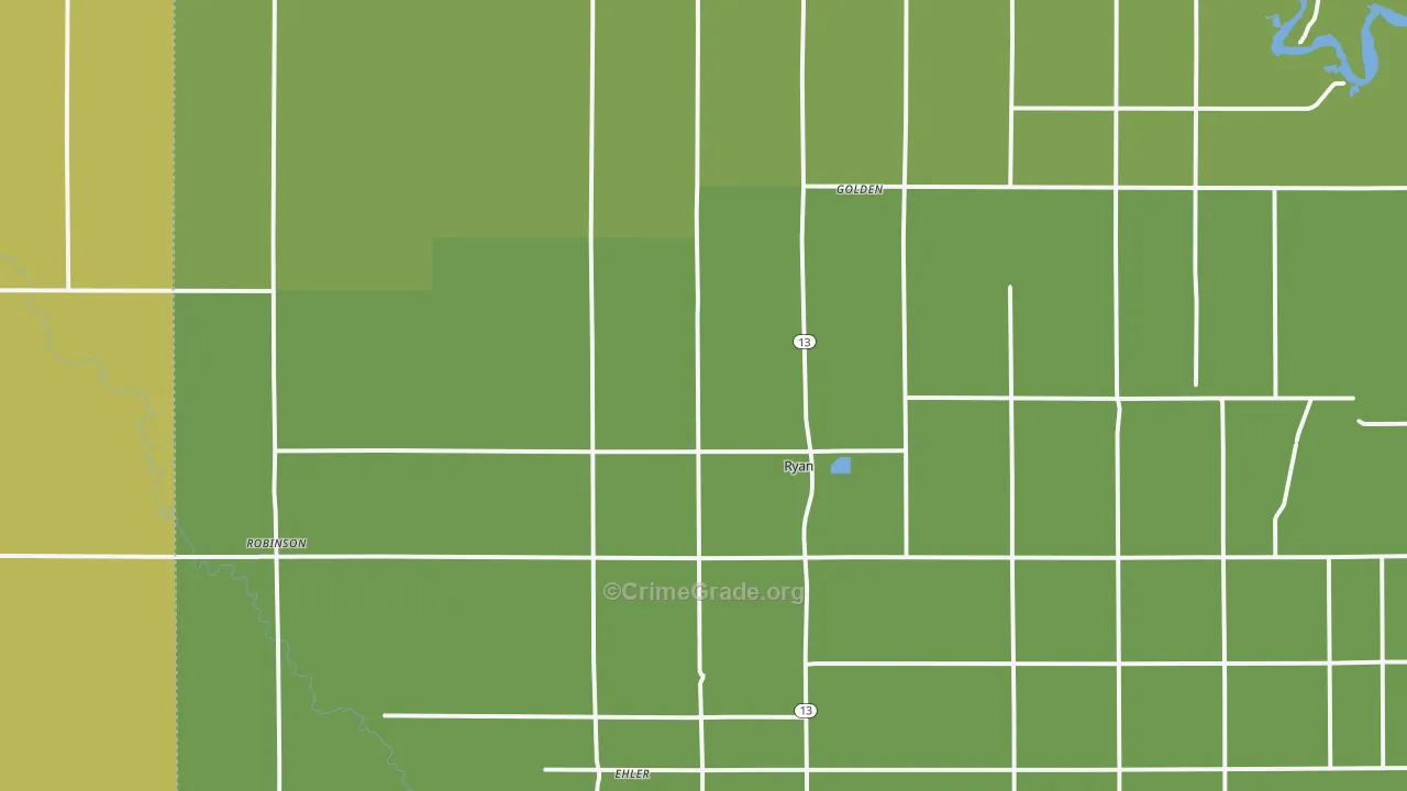 Ryan, IA Map of Drug-Related Crime Rates