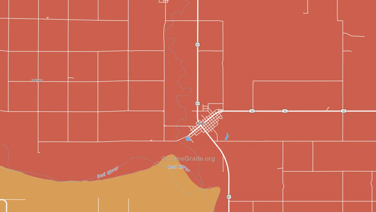 Ryan, OK Map of Drug-Related Crime Rates